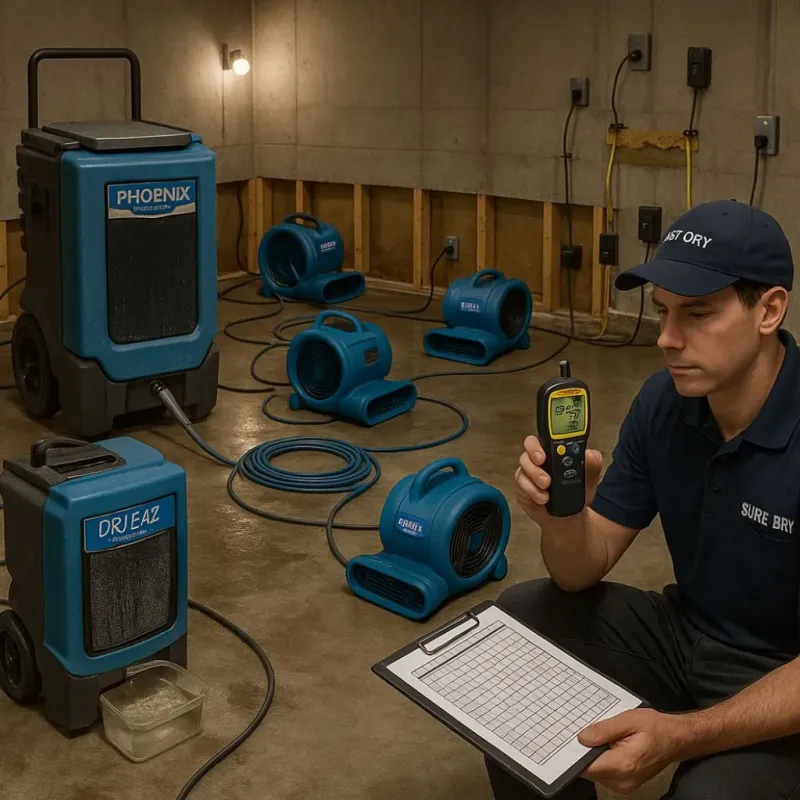 Structural Drying and Dehumidification process in Ozark, AR
